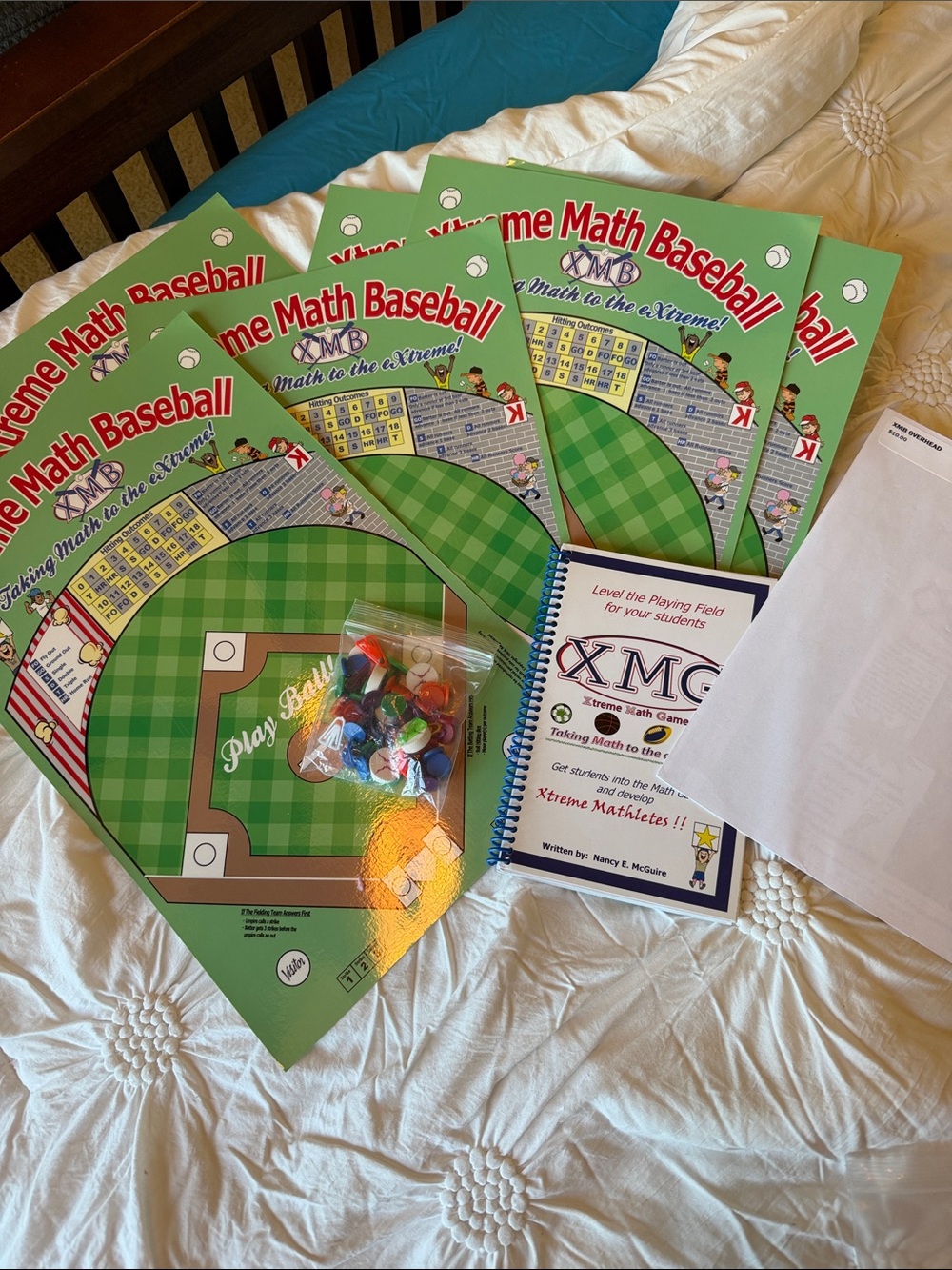 XMB Extreme Math Baseball Game Set - book, pieces, overhead sheet